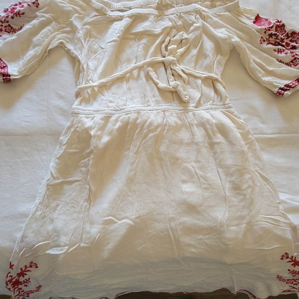 ODDY Strapless Dress in White and Red